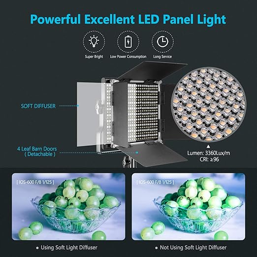 Neewer 2-Pack Bi-Color LED Video Light and Stand Kit